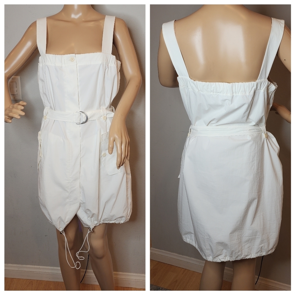 Theory Cinch Hem Button Front White Sleeveless Dr… - image 1